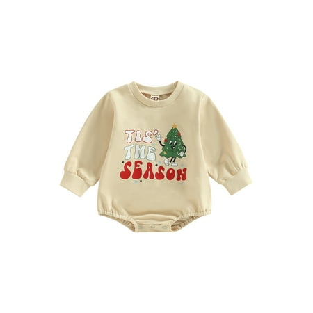 

Meihuida Newborn Baby Christmas Romper Cute Cartoon Letter Print Long Sleeve Round Neck Bodysuit
