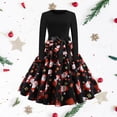 thumbnail image 1 of Vestido de Navidad para mujer Vestido acampanado de Navidad de invierno acampanado con estampado de manga larga Imprimir 4 Hugo Vestido de manga larga, 1 of 10