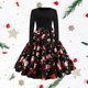 thumbnail image 1 of Vestido de Navidad BLESIY manga larga Vintage 50S acampanado, 1 of 8