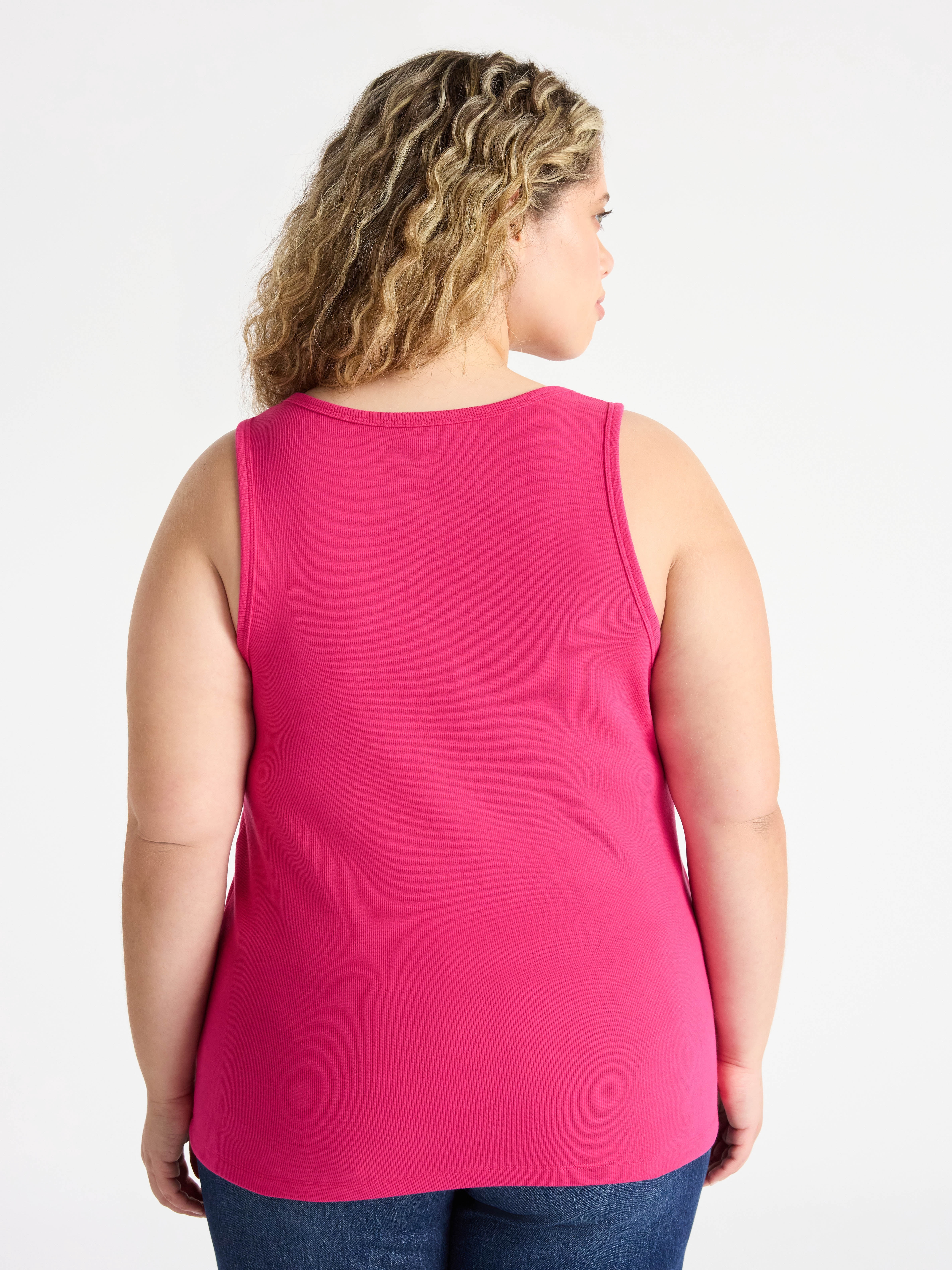 Terra & Sky Women’s Plus Ribbed Tank Top, Sizes 0X-5X