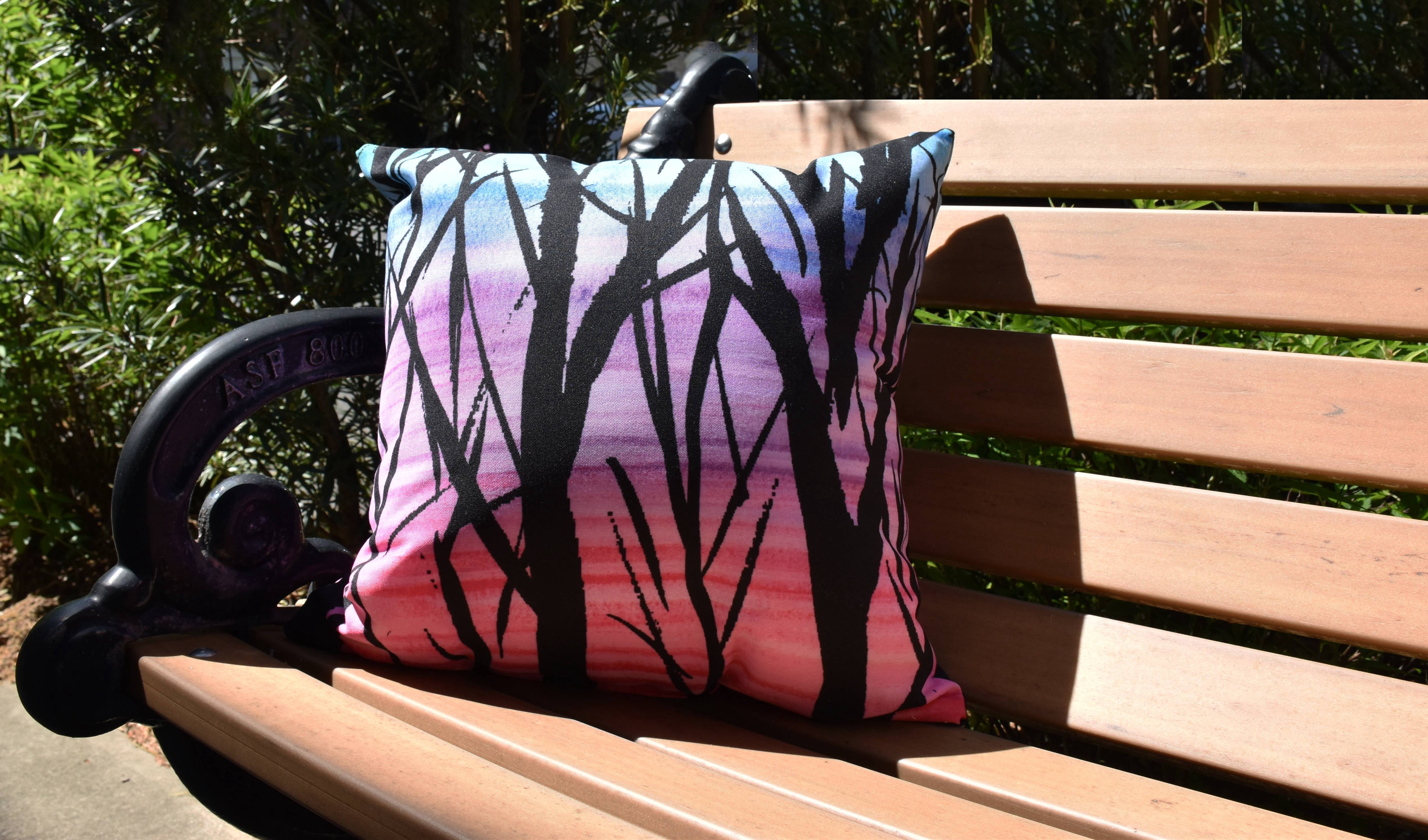 Simply Daisy, 18" x 18" Sunset Branches Multi Floral Print Outdoor Decorative Throw Pillow