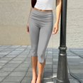 thumbnail image 6 of Women's Capri Leggings with Fold-over Waistband, Sexy Slim Fit Yoga Pants, Stretchy Ruched Workout Trousers for Gym and Running, 6 of 7
