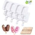 thumbnail image 1 of Moldes de silicona para helado, moldes para pasteles, 2 piezas + 50 palitos de helado, helado casero, molde antiadherente reutilizable sin BPA para helado, 1 of 5