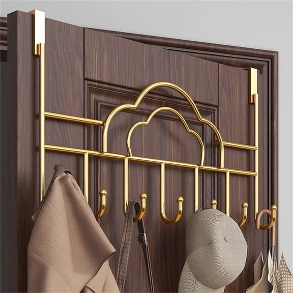 Over Door Hanger Gold Over The Door Towel Hook, Overdoor Organizers with 7 Hooks for Bags Clothes Keys Scarfs Hats,1Pcs