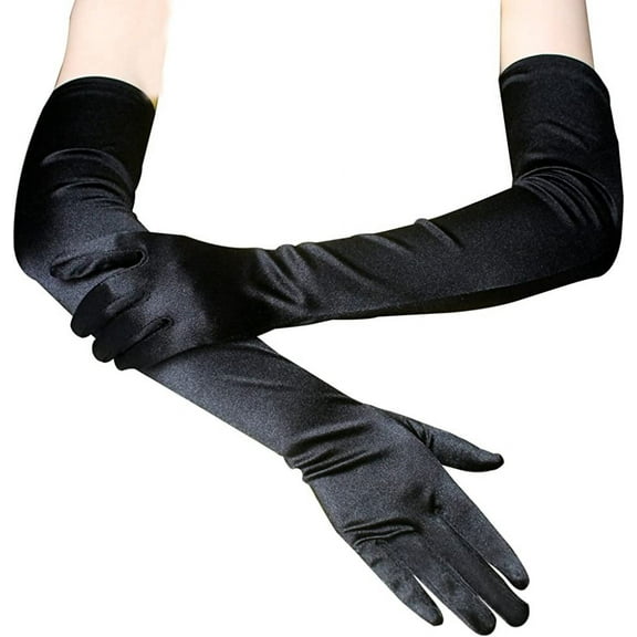 Mightlink 21" Long Flapper Evening Opera Satin Gloves for Women Elbow Length 1920s