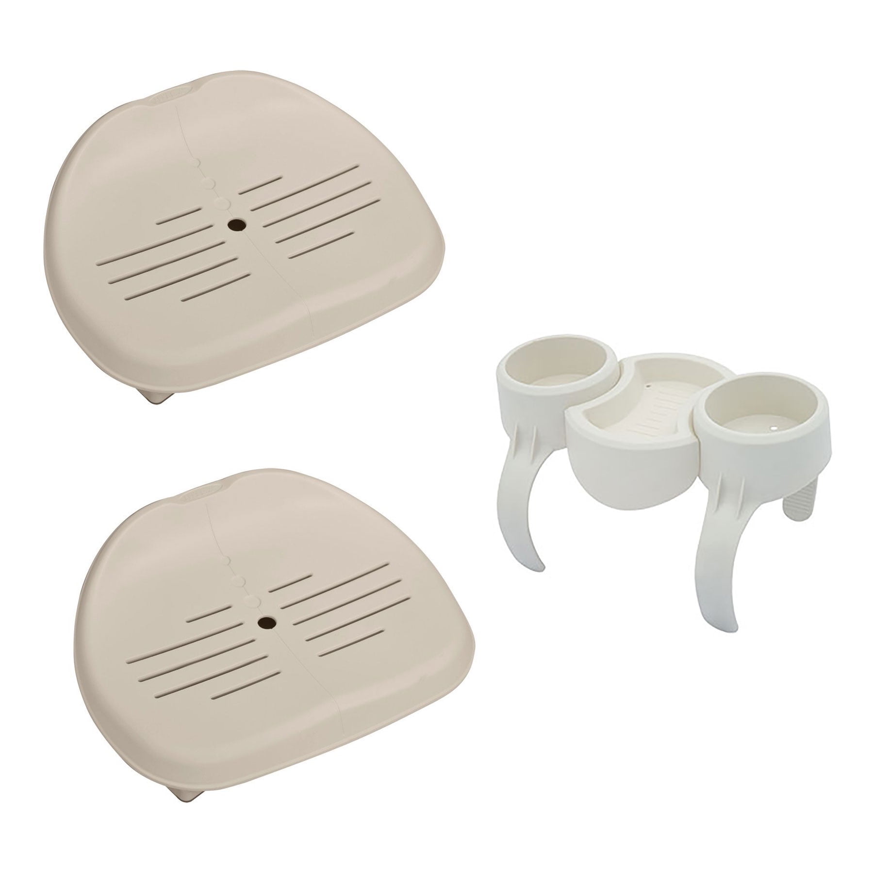 Intex Inflatable Pure Spa Hot Tub Removable Seat (2 Pack) + Drink