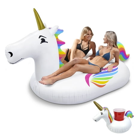GoFloats Giant Inflatable Unicorn - Includes Unicorn Drink Float- Trending Giant Float for Kids and Adults