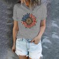 thumbnail image 2 of Fshinging 2025 Women'S Clothing Independence Day Sunflower Print Short Sleeve O-Neck Casual Summer Vintage T-Shirts, 2 of 5
