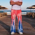 thumbnail image 6 of Men Gradient Tie Dye Printed Baggy Pants Elastic Drawstring Waist Wide Leg Casual Sweatpants Loose Streetwear Long Trousers With Pockets 2XL, 6 of 8
