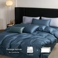 thumbnail image 2 of MooMee Duvet Cover Set Queen 600-TC 100% Long-Staple Cotton Sateen Silky Smooth Luxury (Dark Blue, 90"x90"), 2 of 6
