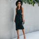 thumbnail image 5 of Vestido de mujer estampado geométrico con cuello en V correa de espagueti Carevas Vestido de mujer, 5 of 7