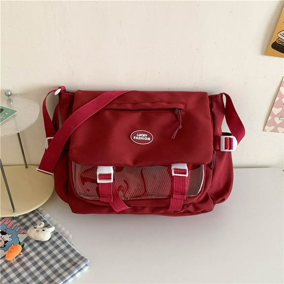 Harajuku Style Student Messenger Bag Japanese Otaku Style Crossbody Bag Campus Class Casual Large Capacity Shoulder Bag