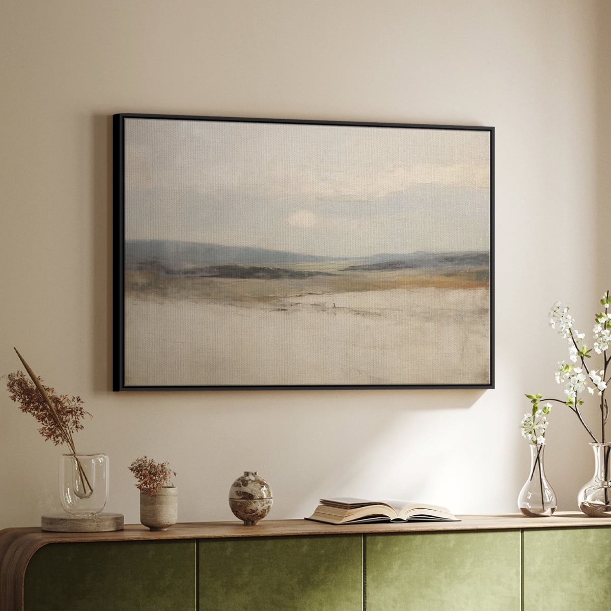 Vintage Landscape-X By Wexford Home Framed in Black Wood Gallery Wrapped Canvas 27 in. x 41 in.