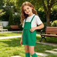 thumbnail image 4 of Odeerbi Chicos Niñas 3 Piezas Preppy Outfit Camiseta de Manga Corta y Pantalones Cortos Generales Con Set de Uniforme Escolar de Las Medias, 4 of 9