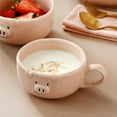 thumbnail image 5 of LANFENG Cute Pink Piglet Ceramic Bowl for Breakfast - Nordic Style Tableware Perfect for Small Dishes and Creative Dining Experience, 5 of 7