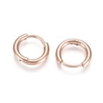thumbnail image 2 of 304 Stainless Steel Huggie Hoop Earrings with 316 Surgical Stainless Steel Pin Ion Plating(IP) Ring Rose Gold 12x2mm 12 Gauge Pin: 0.9mm, 2 of 3