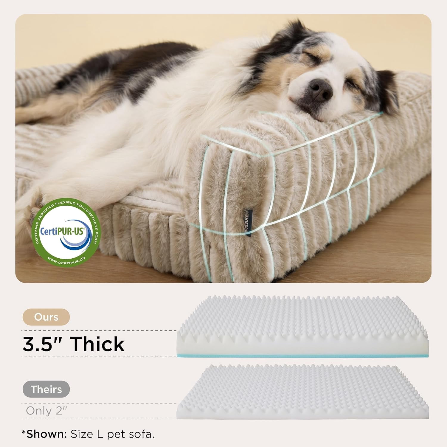 ComfyFleece™ Orthopedic Dog Beds for Extra Large Dogs, Waterproof Memory Foam XL Pet Bed with Sides, Non-Slip and Egg-Crate Foam Big Dog Couch Sofa with Washable Corduroy Cover, Grey