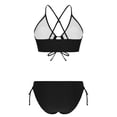 thumbnail image 6 of Womens Drawstring Bikini Sets Two Piece Swimsuit Cutout High Cut Bathing Suit Summer Beach Wear Plus Size Tankini Black L, 6 of 9