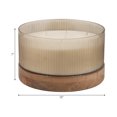 thumbnail image 4 of Decorative Ribbed Glass Scented Candle with Wood Base for Men and Women - Stylish Large Votive Candle for Outdoor and Indoor Area - Elegant Living Room, Bedroom, or Bathroom Decor - 7", Ivory & Brown, 4 of 13