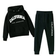 thumbnail image 5 of Glisme Girls Outfits Solid Color Sweatshirt Kids Hooded Tracksuit Unisex Two Piece Clothing Set Hoodie Sweatshirt Sweatpants Set Black Girl Skin Friendly Fit Suit/3-4 Years, 5 of 5