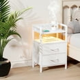 thumbnail image 3 of Bestco LED Nightstand End Table with Charging Station & 2 Drawers for Bedroom White, 3 of 13