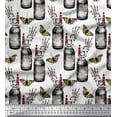 thumbnail image 1 of Soimoi White Cotton Voile Fabric Insect,Lavender & Vintage Bottle Printed Fabric 1 Yard 42 Inch Wide, 1 of 1