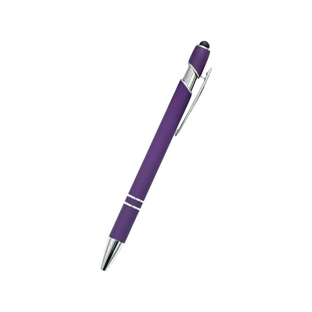 Aluminum Barrel Dual Function Click Pen & Touchscreen Stylus - 0.5mm Smooth Writing Metal Body with Soft Tip - Office Business Student Gift Set (Specify Qty1/5/10pc)