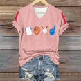 thumbnail image 6 of V-Neck Women's Short Sleeve T-shirt Women'S Baseball Festival Solid Color Baseball Printed V Neck Short Sleeved Top,Pink Women's Short sleeve T-shirt XXL, 6 of 6