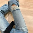 thumbnail image 3 of Flared Jeans for Women, High Waist Ripped Denim Pants, Fashion Casual Trousers with Pockets, 3 of 4