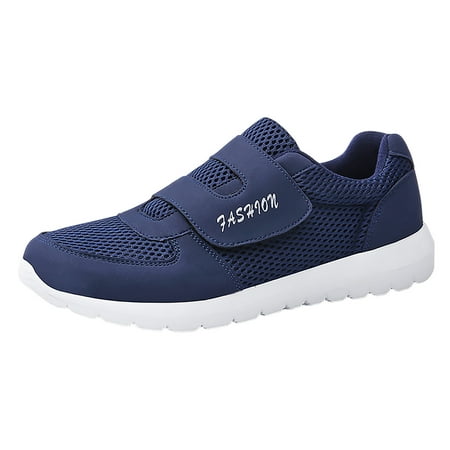 Sneakers for Men Clearance Men s Sneakers Hook Loop Solid Color Fly Woven Mesh Breathable Running Shoes Male Shoes(Blue 11)