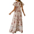 thumbnail image 5 of Julycc Women Boho Floral Print Long Maxi Wrap Dress Summer Beach Sundress, 5 of 5