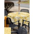 thumbnail image 4 of Outdoor Tablecloth with Umbrella Hole and Zipper, Yellow Geometric Square Table Cloth 54x54 Inch Waterproof Tablecloth, Morocco Modern Abstract Plaid Art Picnic Table Cover for Patio Camping, 4 of 7