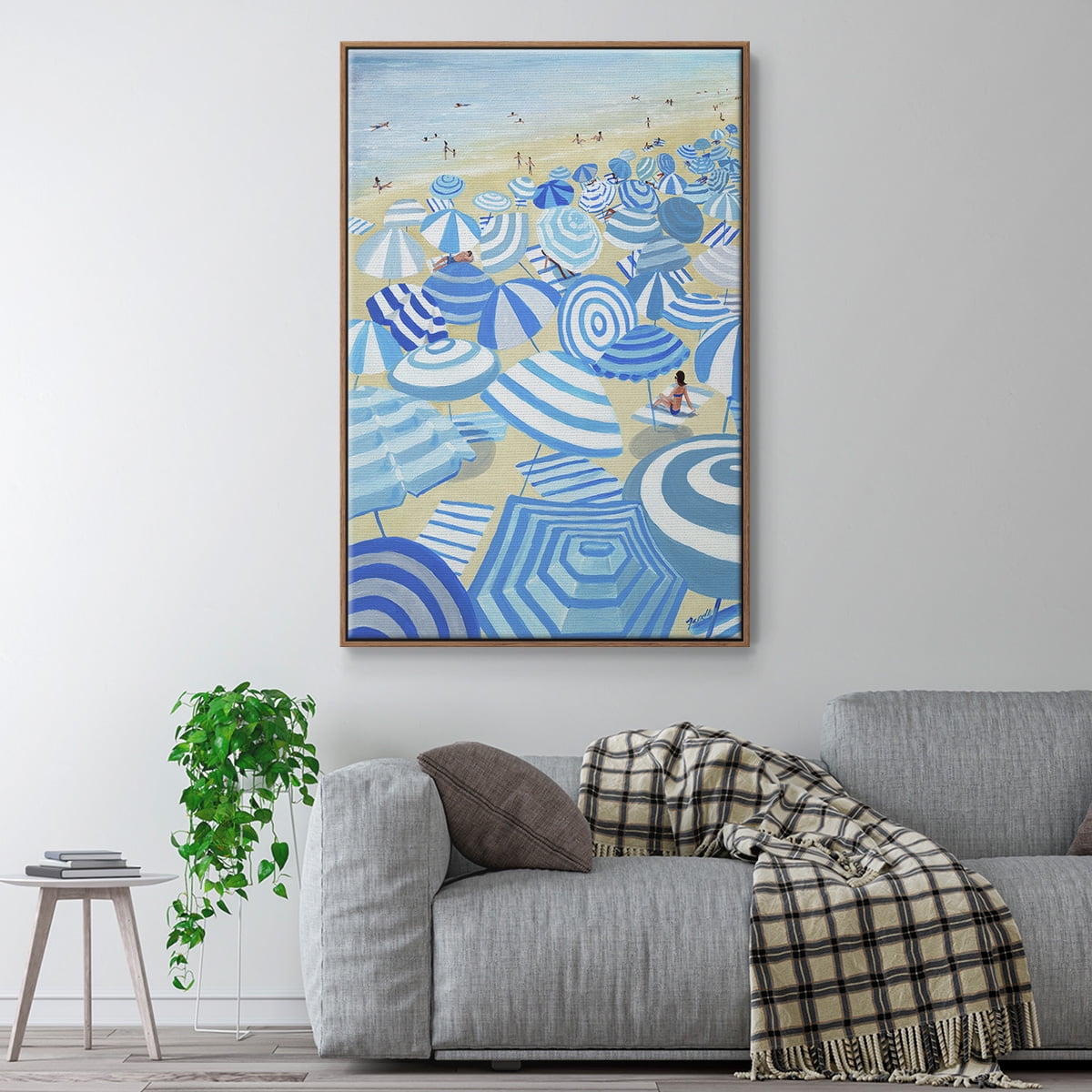 Sky Blue Beach Framed Premium Gallery Wrapped Canvas - Ready to Hang