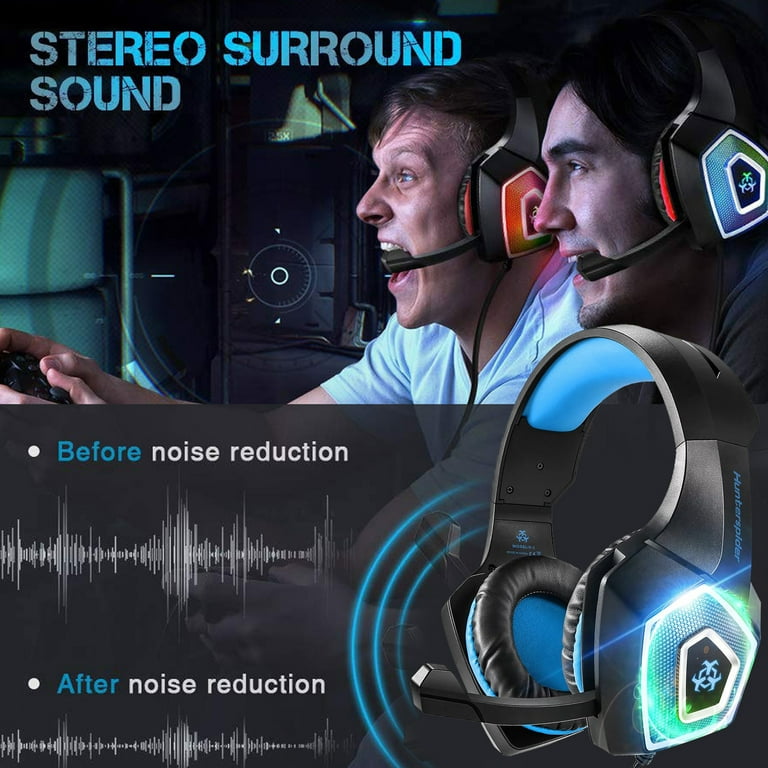 Hunterspider Gaming Noise Cancel Headset for PS4 PS5 Switch Xbox One PC  with Mic