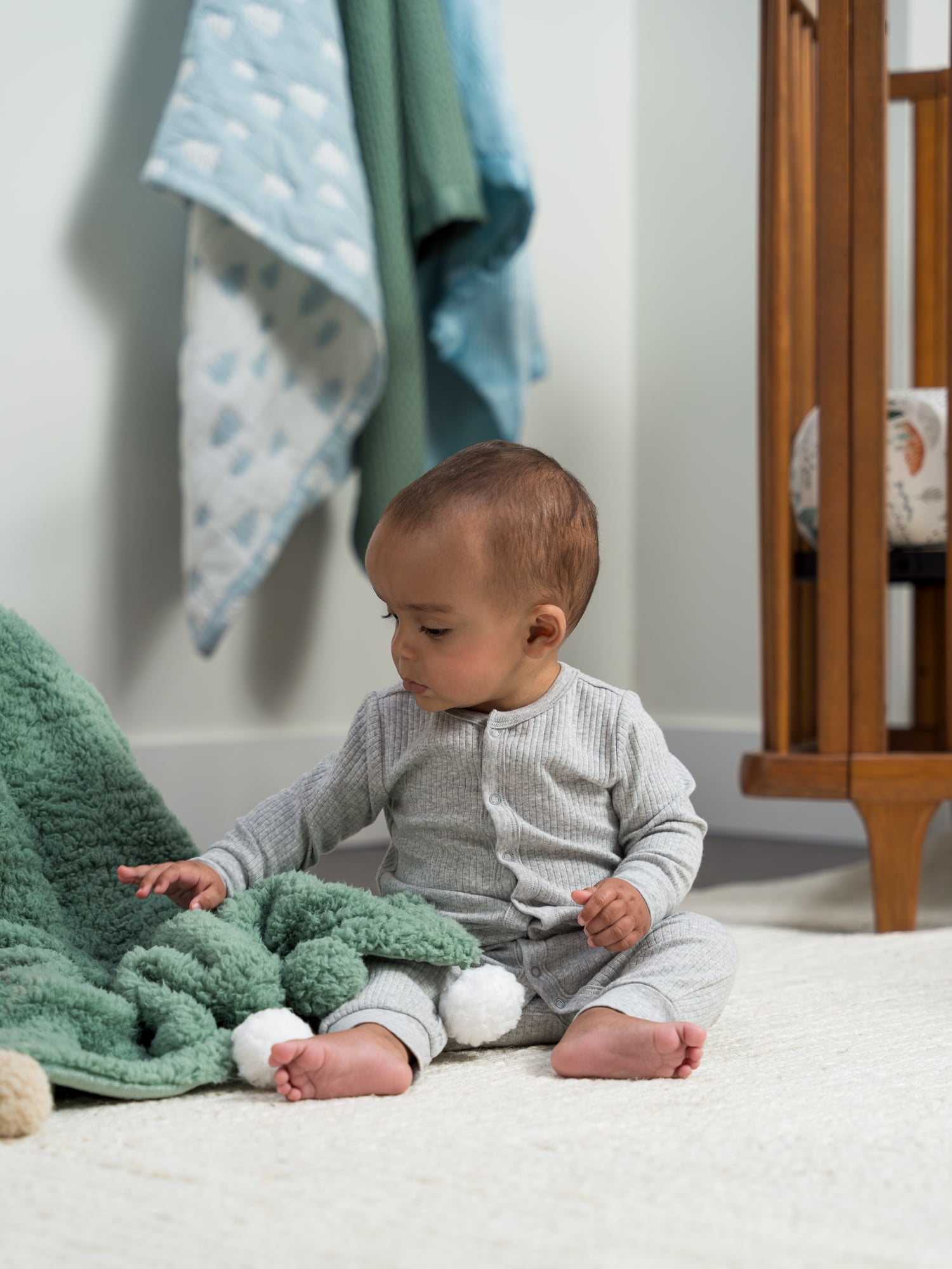 Modern Moments By Gerber Baby Boy Pompom Blanket, Green