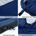 thumbnail image 4 of eYotto 83" Sleeping Bag, Camping Waterproof Lightweight Sleeping Bag for Adult, Camping Gear Equipment for Travel Camping Picnic Climbing (Navy Blue, 41℉- 68 ℉), 4 of 9