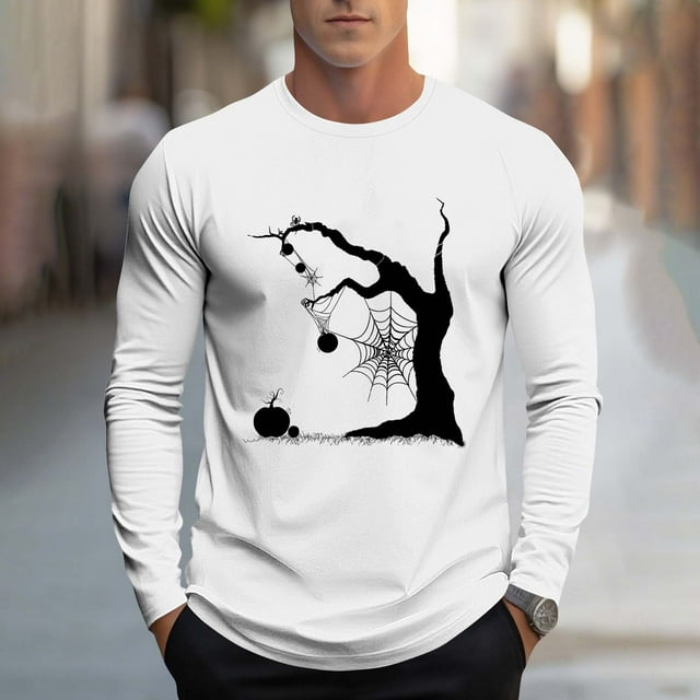 Handshe Mode Décontractée pour Hommes Imprimé Sports Manches Longues Col Rond Blouses Chemises - Blouse pour Tenues Décontractées, Costumes d'Halloween pour Hommes Adultes