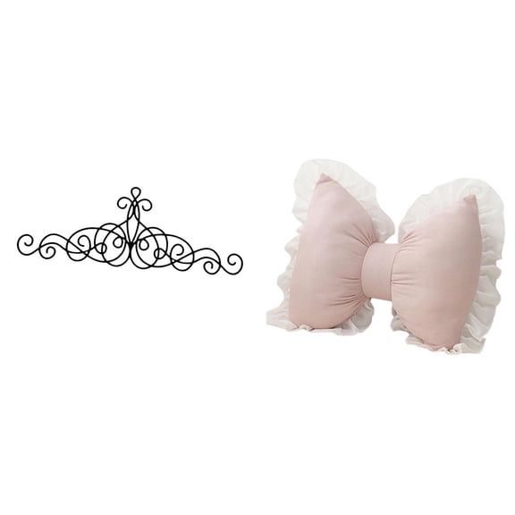 2 Pieces Metal Wall Art Bow Cushion Scroll Decor Modern Farmhouse Style for Indoor Outdoor Home Office Decor