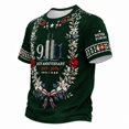 thumbnail image 2 of We Will Never Forget 9/11 25th Anniversary Men's T-Shirt - Memorial Graphic Crew Neck Casual Top with Ornamental Art for Daily Wear Army Green L, 2 of 3