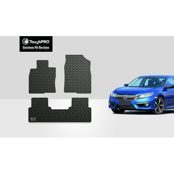 ToughPRO HONDA Civic 1st & 2nd Row Mats All Weather Heavy Duty Black Rubber 2019 (1st