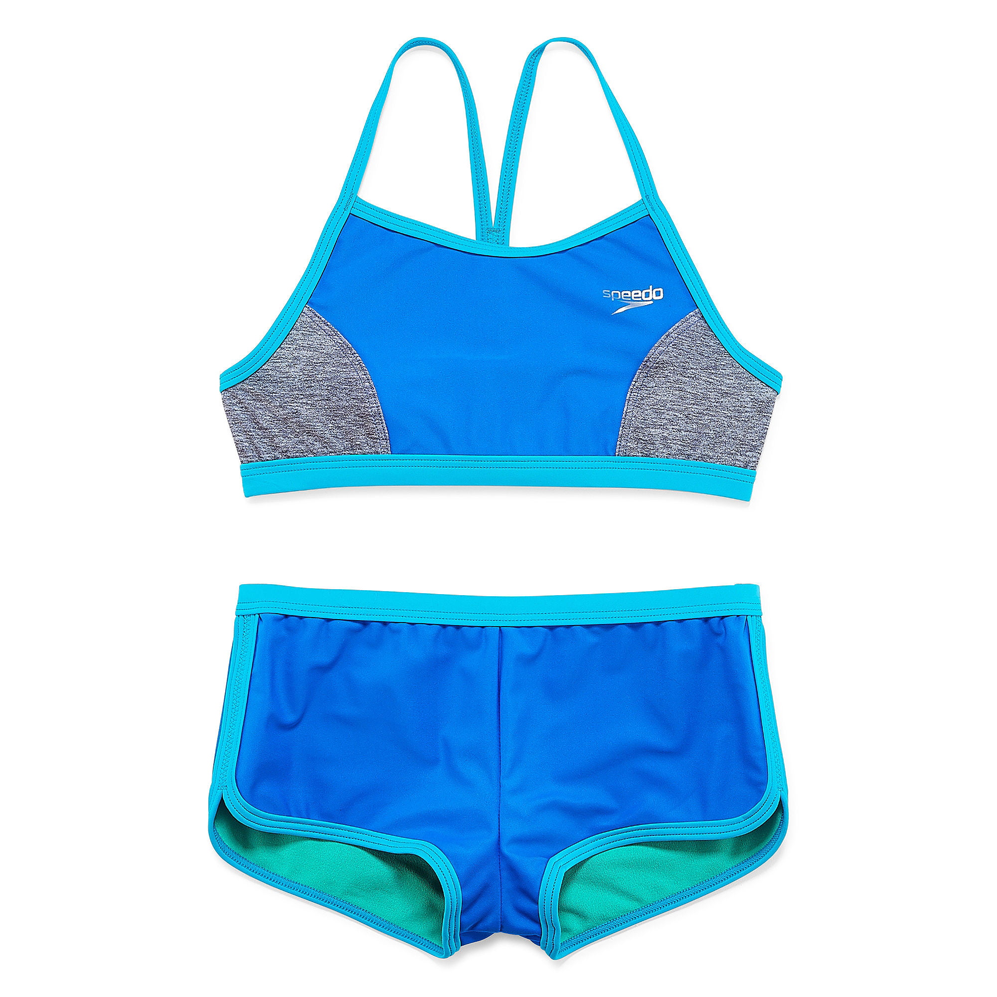 Speedo - Girls Swimwear Gray Flyback Boy Short Bikini Set 12 - Walmart ...