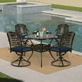 thumbnail image 5 of VIVIJASON 5-Piece Outdoor Patio Dining Set, All-Weather Cast Aluminum Conversation Set, Patio Furniture Set, Include 4 Swivel Cushioned Chairs, 1 Round Table w/Umbrella Hole, Navy Blue Cushion, 5 of 7