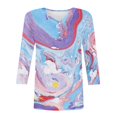 thumbnail image 6 of Fashion 3/4 Sleeve Summer Tops for Womens 2024 Plus Size Spring And Summer Print Top Collar Button Sexy Shirt 3/4 Sleeve Long Sleeve V Neck Top/Shirt Gifts for Womens, 6 of 7