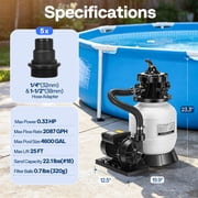 SPECSTAR 10 Sand Filter Pump 2087 GPH for Above Ground Pools up to 4,600 Gallons, 7-Way Valve with 22 lb Sand Capacity, Heavy-Duty Rust-Resistant Housing