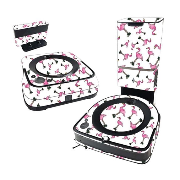 Skin Decal Wrap Compatible With iRobot Roomba s9+ Vacuum & Braava Jet m6 Bundle Sticker Design Cool Flamingo