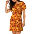thumbnail image 2 of Fotbe Autumn Maple Leaf Pile Bata de Dormir para Mujer con Estampado, Camisón de Algodón de Manga Corta, Ropa de Dormir Casual, 2 of 6