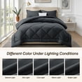thumbnail image 5 of 3 Pieces Full Size Comforter Set, All Season Lightweight Breathable Bedding Set with 1 Down Alternative Comforter and 2 Pillowcases, Grey, 5 of 10