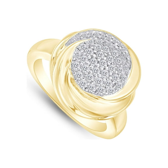AFFY 1/2 CT. T.W. Round Cut Natural White Diamond Swirl Promise Ring For Women's In 14K Yellow Gold Over Sterling Silver (0.5 Cttw, J-K Color, I2-I3 Clarity), Ring Size -6.5