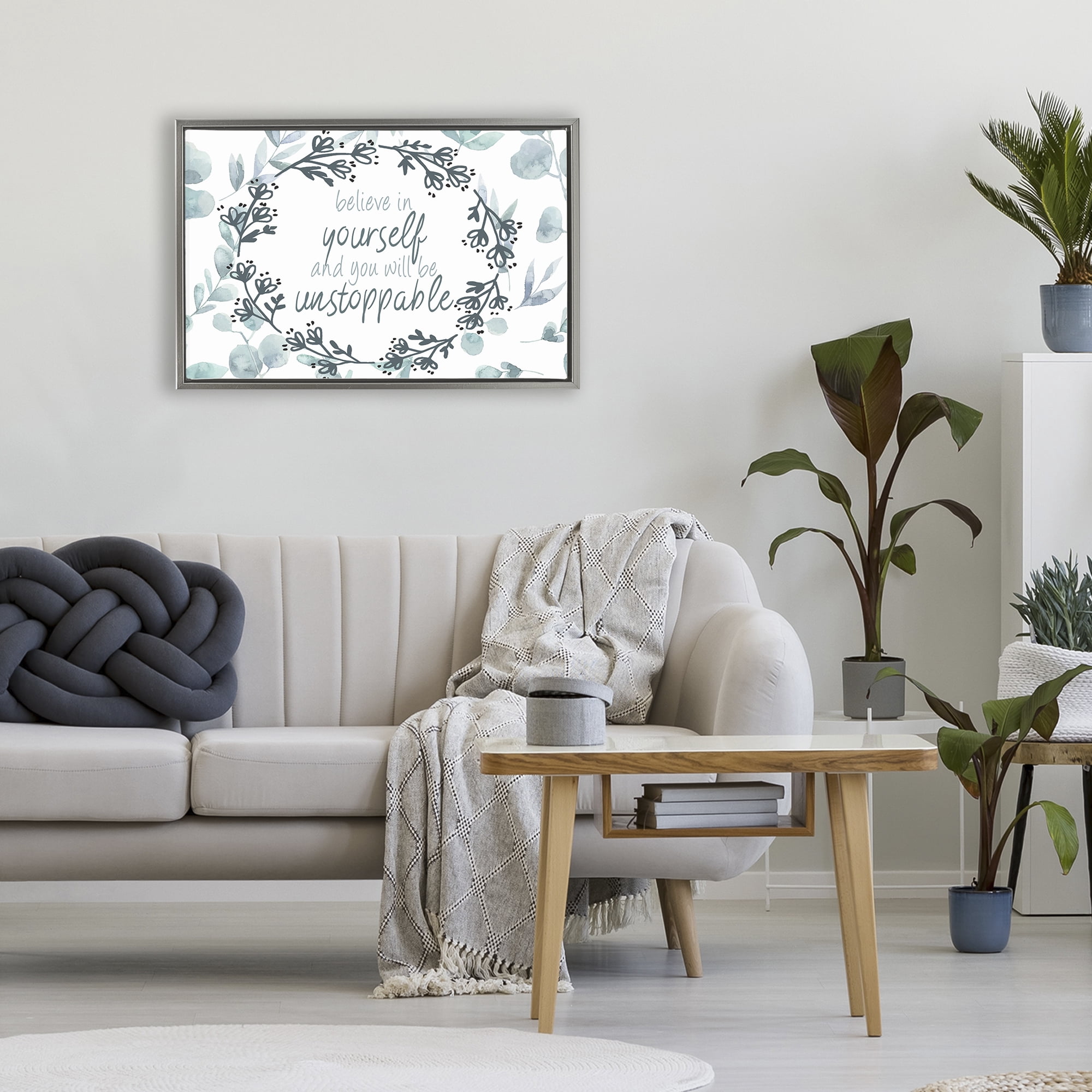 Stupell Industries You Will Be Unstoppable Gray Framed Floater Canvas Wall Art, design by Kim Allen