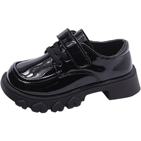 

QWZNDZGR Baby Girl Mary Jane Sequins Crown Flats PU Leather Moccasins Loafers Anti-Slip Uniform Dress Shoes Pre-Walker Shoes